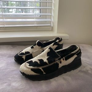 Via Spiga Cow Print Leather Loafer Sneakers